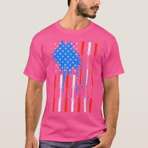 Amerikaanse vlag Barbells Patriottische Gewichthef T-shirt