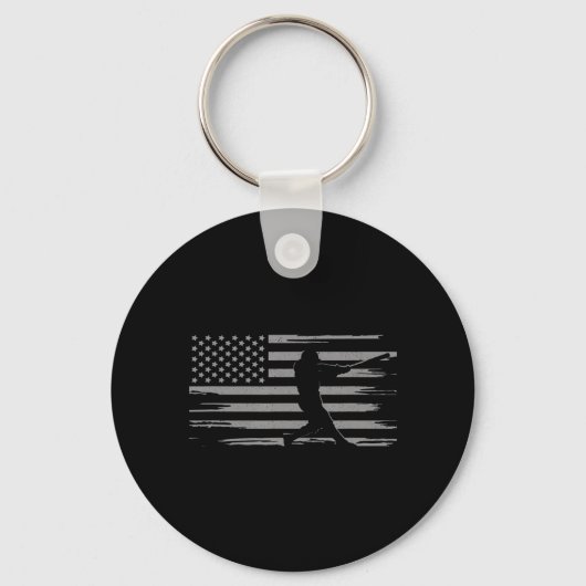Amerikaanse vlag Baseball Apparel - Baseball Sleutelhanger (Voorkant)
