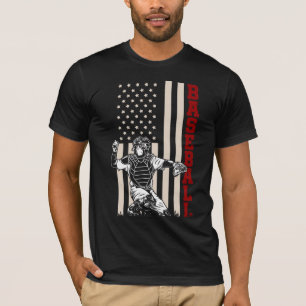 Amerikaanse Vlag Baseball Catcher US Sportman T-shirt