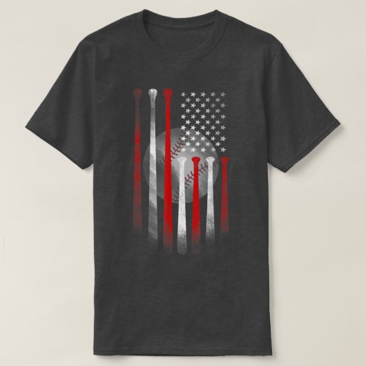 Amerikaanse vlag  Baseball Flag TShirt Dad ma (Design voorkant)