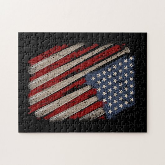 -Amerikaanse vlag Baseball Legpuzzel (Horizontaal)