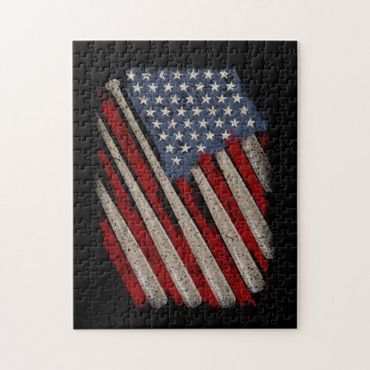 -Amerikaanse vlag Baseball Legpuzzel (Verticaal)