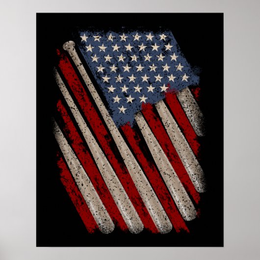 -Amerikaanse vlag Baseball Poster (Voorkant)