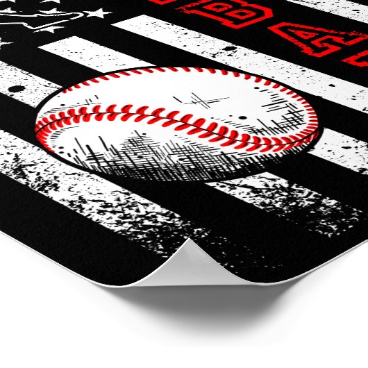 Amerikaanse vlag Baseball Team Funny Poster (Hoek)