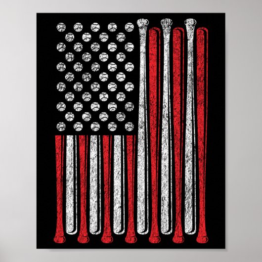 Amerikaanse vlag Baseball Team Funny Poster (Voorkant)