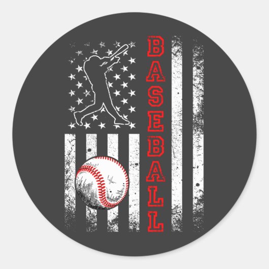 Amerikaanse vlag Baseball Team Funny Ronde Sticker (Voorkant)