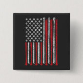 Amerikaanse vlag Baseball Team Funny Square Vierkante Button 5,1 Cm (Voorkant)