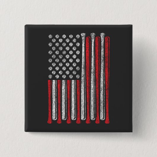 Amerikaanse vlag Baseball Team  Funny Square Vierkante Button 5,1 Cm (Voorkant)