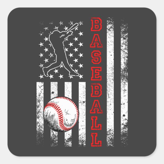  Amerikaanse vlag Baseball Team Funny Vierkante Sticker (Voorkant)