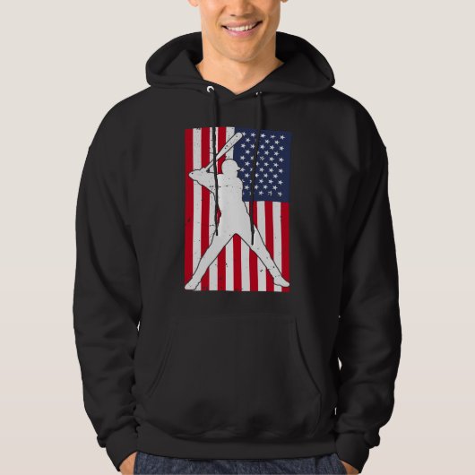 Amerikaanse vlag Baseball Team Gift Hoodie (Voorkant)