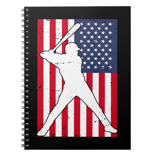 Amerikaanse vlag Baseball Team Gift Notitieboek (Voorkant)