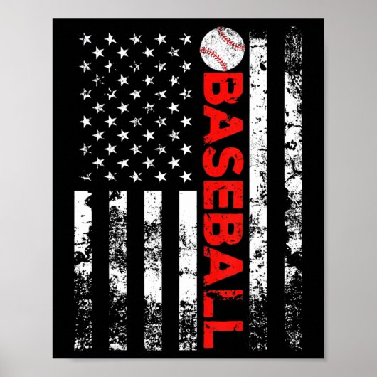 Amerikaanse vlag Baseball Team Gift Poster (Voorkant)