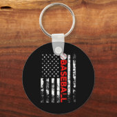 Amerikaanse vlag Baseball Team Gift Sleutelhanger (Voorkant)