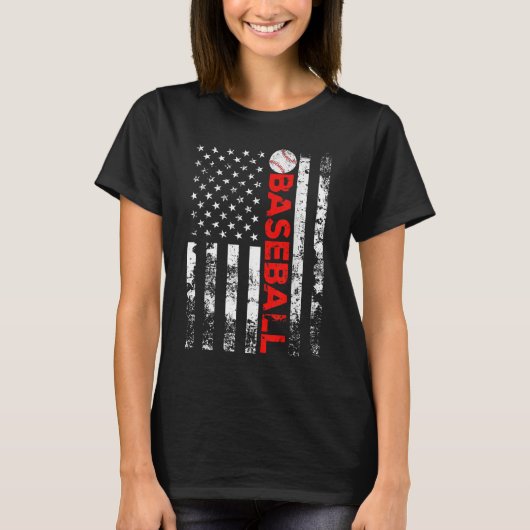 Amerikaanse vlag Baseball Team Gift T-shirt (Voorkant)
