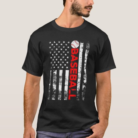 Amerikaanse vlag Baseball Team Gift T-shirt (Voorkant)