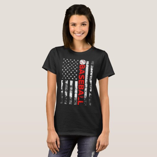  Amerikaanse vlag Baseball USA Team Gift Pullo T-shirt (Voorkant volledig)