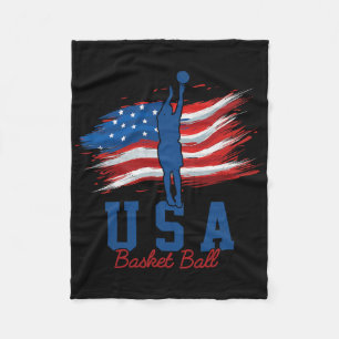 Amerikaanse vlag basketbal 4 juli Amerikaanse steu Fleece Deken