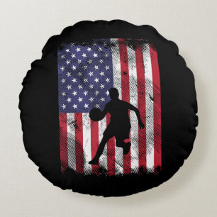 Amerikaanse vlag Basketbal  Patriottische Baller Rond Kussen
