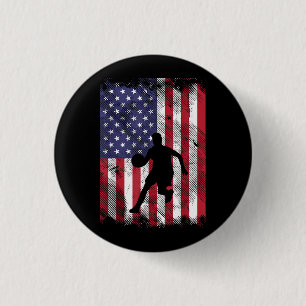 Amerikaanse vlag Basketbal  Patriottische Baller Ronde Button 3,2 Cm