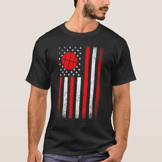 Amerikaanse vlag  basketbal vlag vader mam funn t-shirt (Voorkant)