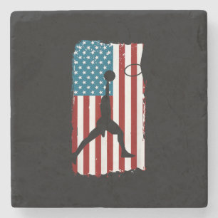 Amerikaanse vlag Basketball Patriotic Athlete Prin Stenen Onderzetter