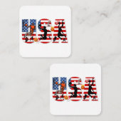 Amerikaanse vlag Basketball Vierkante Visitekaartje (Voorkant / Achterkant)
