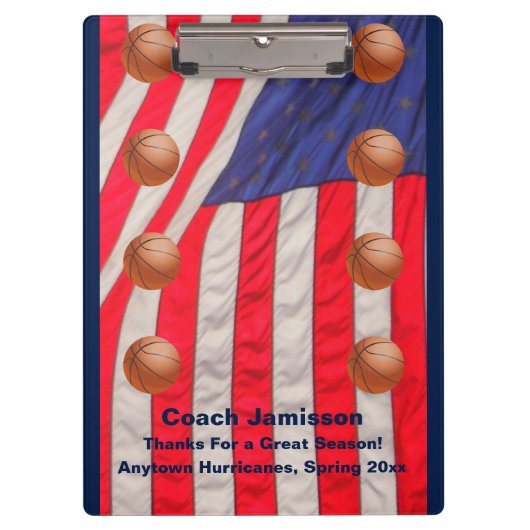 Amerikaanse vlag, Basketbalteam Coach bedankt Klembord (Voorkant)