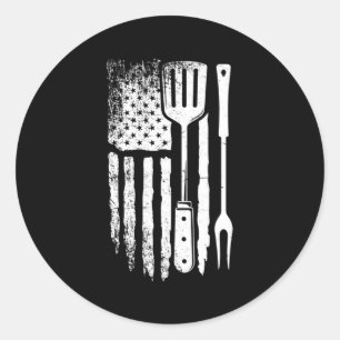 Amerikaanse vlag BBQ Trots USA Barbecue Grill 4e v Ronde Sticker