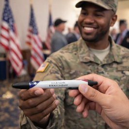 Amerikaanse Vlag Bedrijfsnaam Profiel Zakelijk Zwarte Inkt Pen