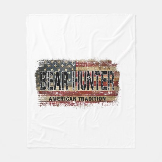 Amerikaanse vlag Beer Hunter Fleece Deken (Voorkant)