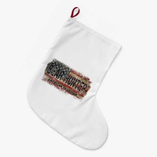 Amerikaanse vlag Beer Hunter Grote Kerstsok (Voorkant (Hangend))