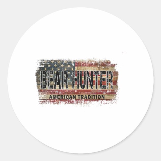 Amerikaanse vlag Beer Hunter Ronde Sticker (Voorkant)