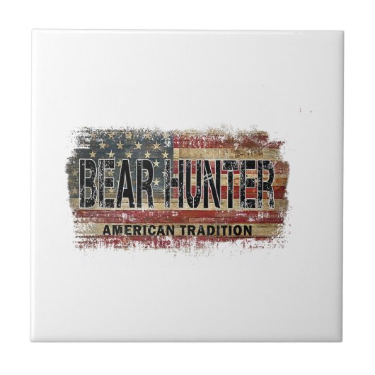 Amerikaanse vlag Beer Hunter Tegeltje (Voorkant)