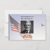 Amerikaanse vlag begrafenismonument bedankkaart (Voorkant)