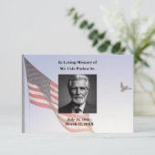 Amerikaanse vlag begrafenismonument bedankkaart (Staand voorkant)