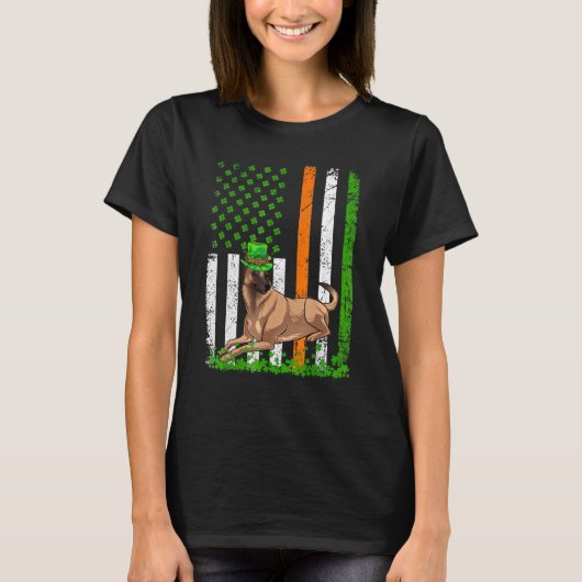 Amerikaanse vlag Belgische Malinois Dog St Patrick T-shirt (Voorkant)