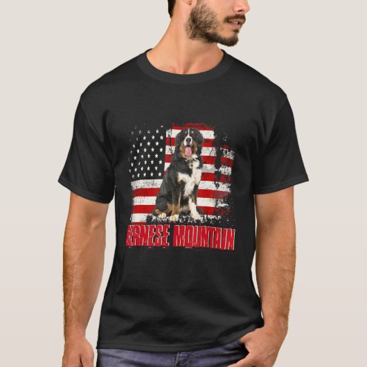 Amerikaanse vlag Bernese Mountain Dog T-shirt (Voorkant)