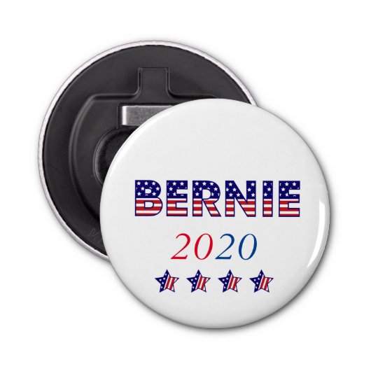 Amerikaanse vlag Bernie 2020 Button Flesopener (Voorkant)