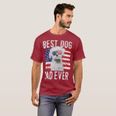 Amerikaanse vlag Best Dog Dad over Maltees T-shirt (Voorkant volledig)