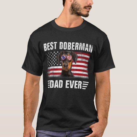 Amerikaanse Vlag Beste Dobermann Papa Ooit Tee Hon T-shirt (Voorkant)