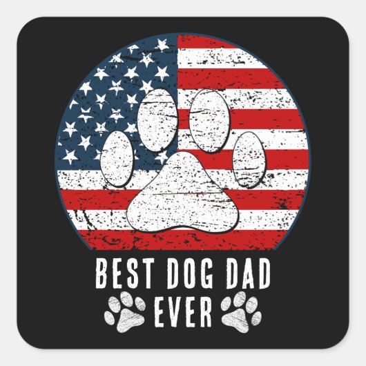 Amerikaanse vlag beste hond papa/mam ooit geperson vierkante sticker (Voorkant)