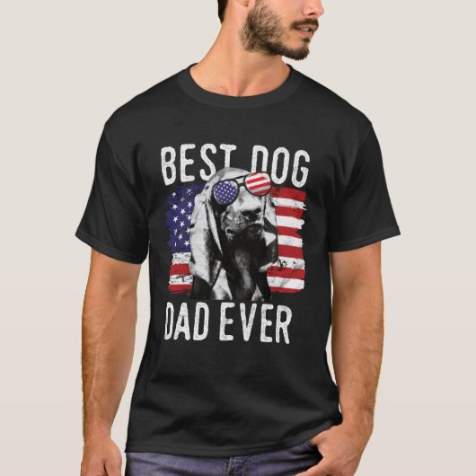 Amerikaanse vlag beste hond papa ooit zwart en tan t-shirt (Voorkant)