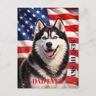 Amerikaanse vlag Beste papa ooit Husky hond Briefkaart