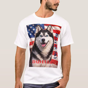 Amerikaanse vlag Beste papa ooit Husky hond T-shirt