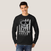 Amerikaanse vlag beste pitbull papa grappige pitbu t-shirt (Voorkant volledig)