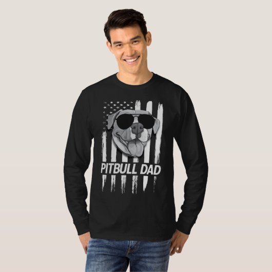 Amerikaanse vlag beste pitbull papa grappige pitbu t-shirt (Voorkant volledig)