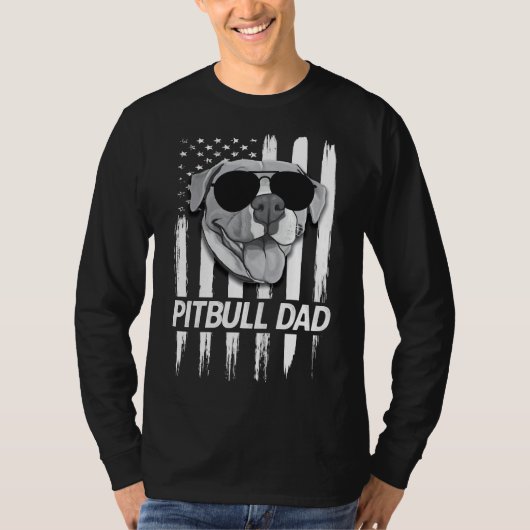 Amerikaanse vlag beste pitbull papa grappige pitbu t-shirt (Voorkant)