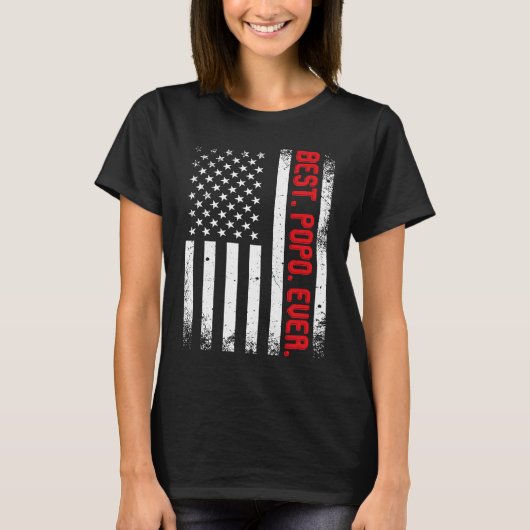 Amerikaanse vlag Beste Popo ooit T-shirt (Voorkant)