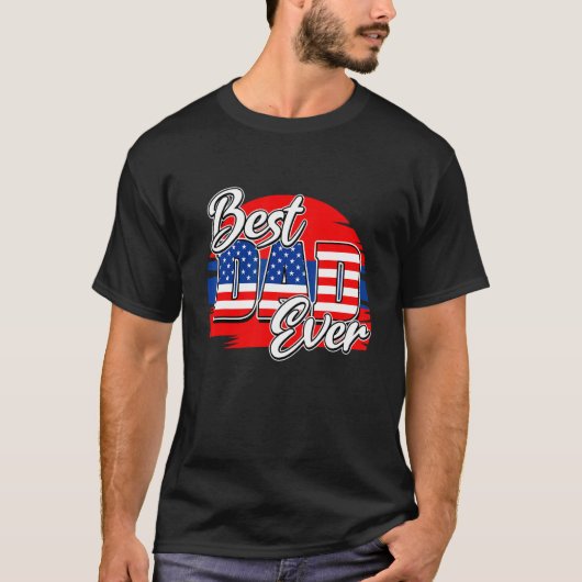  Amerikaanse vlag Beste vader ooit gelukkige vader T-shirt (Voorkant)
