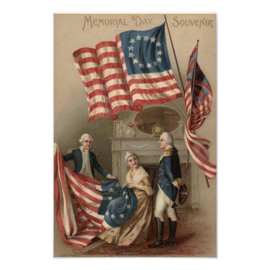 Amerikaanse vlag Betsy Ross George Washington Foto Afdruk (Voorkant)